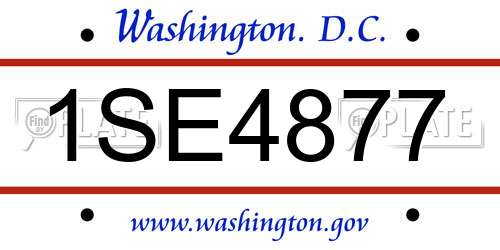 1SE4877 District Of Columbia License Plate