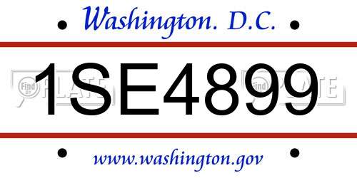 1SE4899 District Of Columbia License Plate