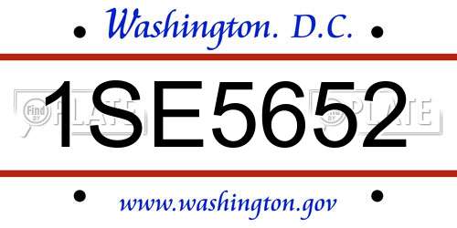 1SE5652 District Of Columbia License Plate