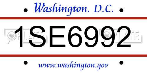 1SE6992 District Of Columbia License Plate