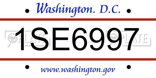 1SE6997 District Of Columbia License Plate