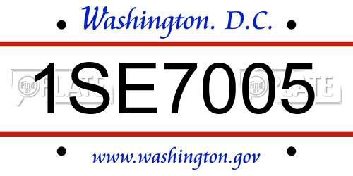 1SE7005 District Of Columbia License Plate