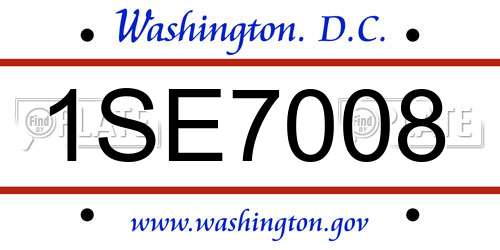 1SE7008 District Of Columbia License Plate