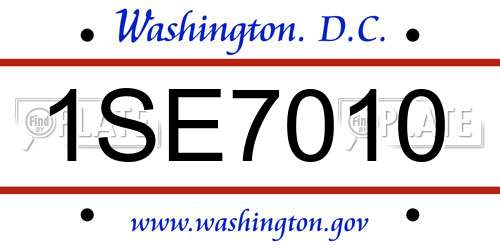 1SE7010 District Of Columbia License Plate
