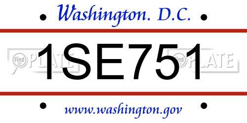 1SE751 District Of Columbia License Plate