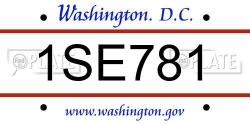 1SE781 District Of Columbia License Plate
