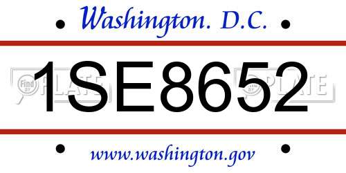 1SE8652 District Of Columbia License Plate