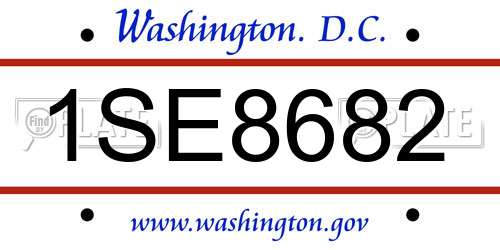 1SE8682 District Of Columbia License Plate