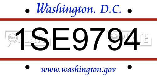 1SE9794 District Of Columbia License Plate