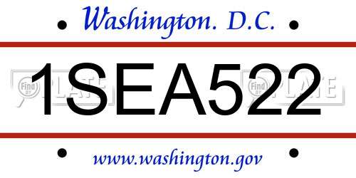 1SEA522 District Of Columbia License Plate