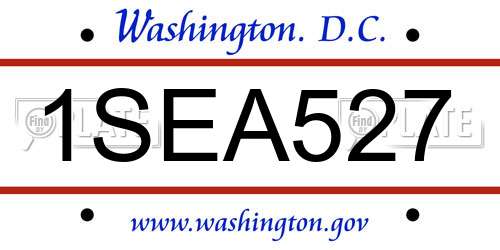 1SEA527 District Of Columbia License Plate