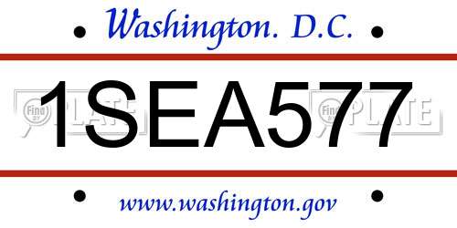 1SEA577 District Of Columbia License Plate