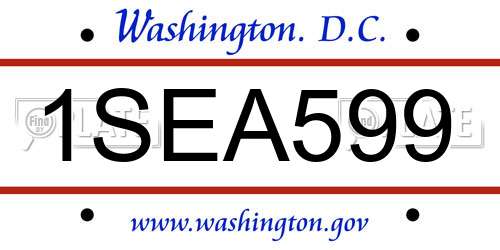 1SEA599 District Of Columbia License Plate