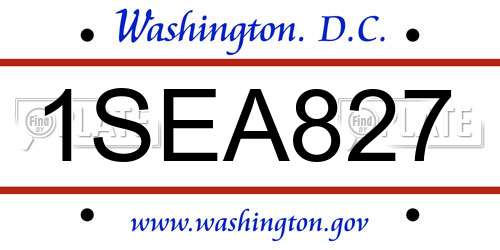 1SEA827 District Of Columbia License Plate