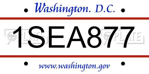1SEA877 District Of Columbia License Plate