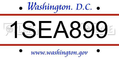 1SEA899 District Of Columbia License Plate