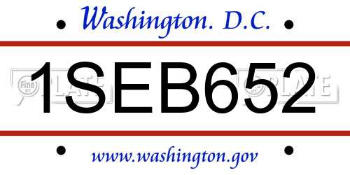1SEB652 District Of Columbia License Plate