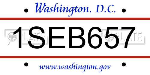 1SEB657 District Of Columbia License Plate
