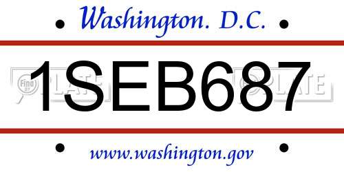 1SEB687 District Of Columbia License Plate