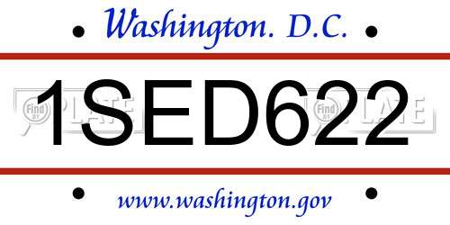 1SED622 District Of Columbia License Plate