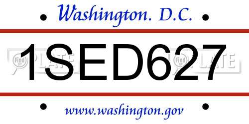 1SED627 District Of Columbia License Plate
