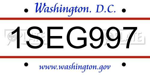 1SEG997 District Of Columbia License Plate