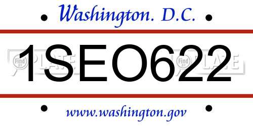 1SEO622 District Of Columbia License Plate