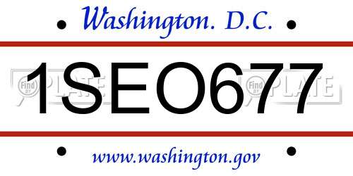 1SEO677 District Of Columbia License Plate