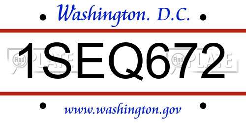 1SEQ672 District Of Columbia License Plate