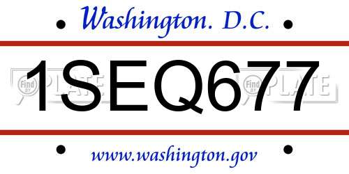 1SEQ677 District Of Columbia License Plate