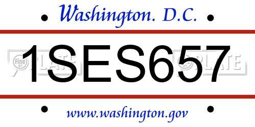 1SES657 District Of Columbia License Plate