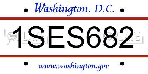 1SES682 District Of Columbia License Plate