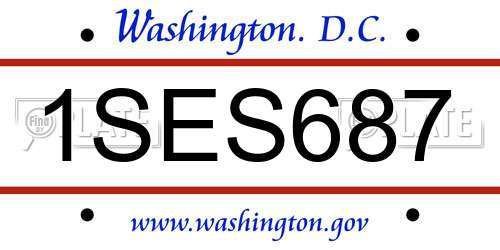 1SES687 District Of Columbia License Plate