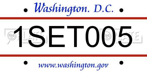 1SET005 District Of Columbia License Plate