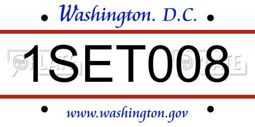 1SET008 District Of Columbia License Plate