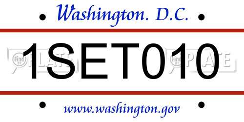 1SET010 District Of Columbia License Plate