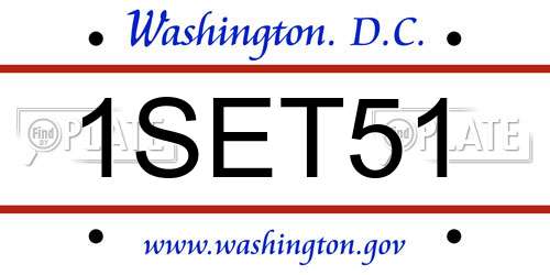 1SET51 District Of Columbia License Plate