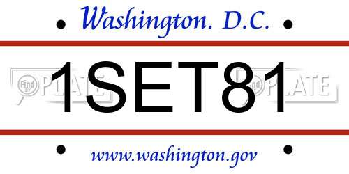 1SET81 District Of Columbia License Plate