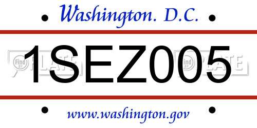 1SEZ005 District Of Columbia License Plate