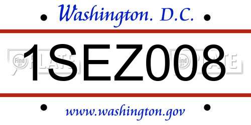 1SEZ008 District Of Columbia License Plate
