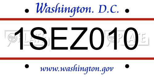 1SEZ010 District Of Columbia License Plate