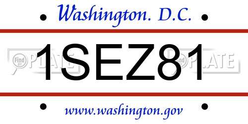 1SEZ81 District Of Columbia License Plate