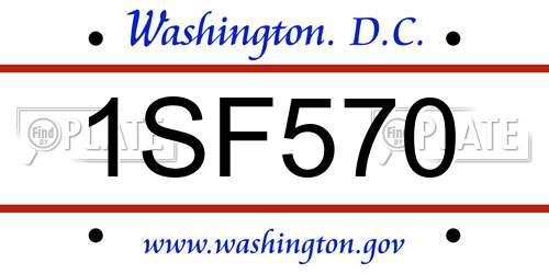 1SF570 District Of Columbia License Plate