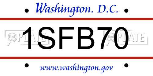 1SFB70 District Of Columbia License Plate
