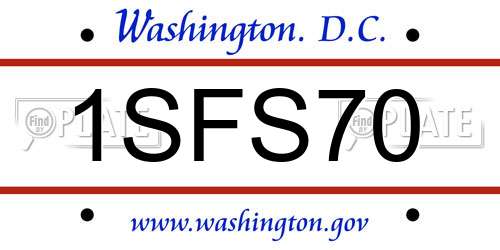 1SFS70 District Of Columbia License Plate