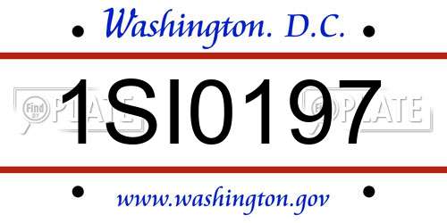 1SI0197 District Of Columbia License Plate