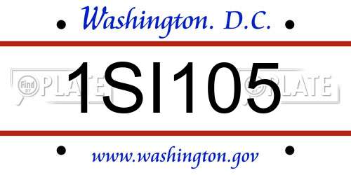 1SI105 District Of Columbia License Plate