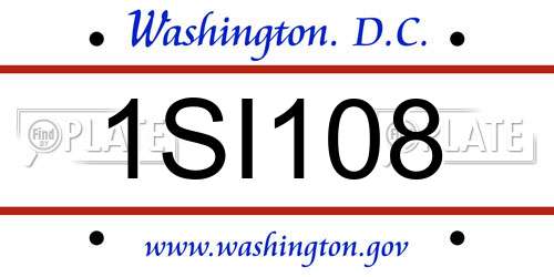 1SI108 District Of Columbia License Plate