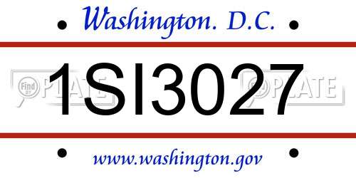 1SI3027 District Of Columbia License Plate
