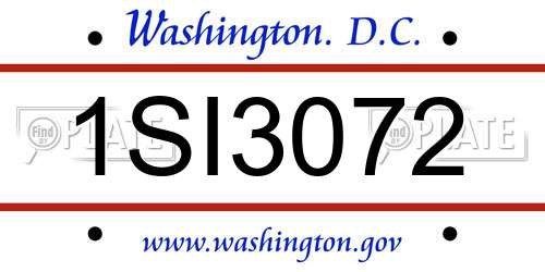 1SI3072 District Of Columbia License Plate